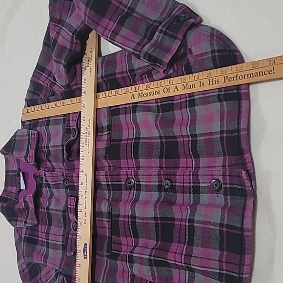 COLUMBIA Ladies Purple Button Up Plaid Jacket Size Medium Front Pockets - Picture 8 of 15